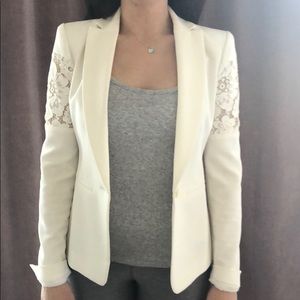 Bcbg white lace insert blazer